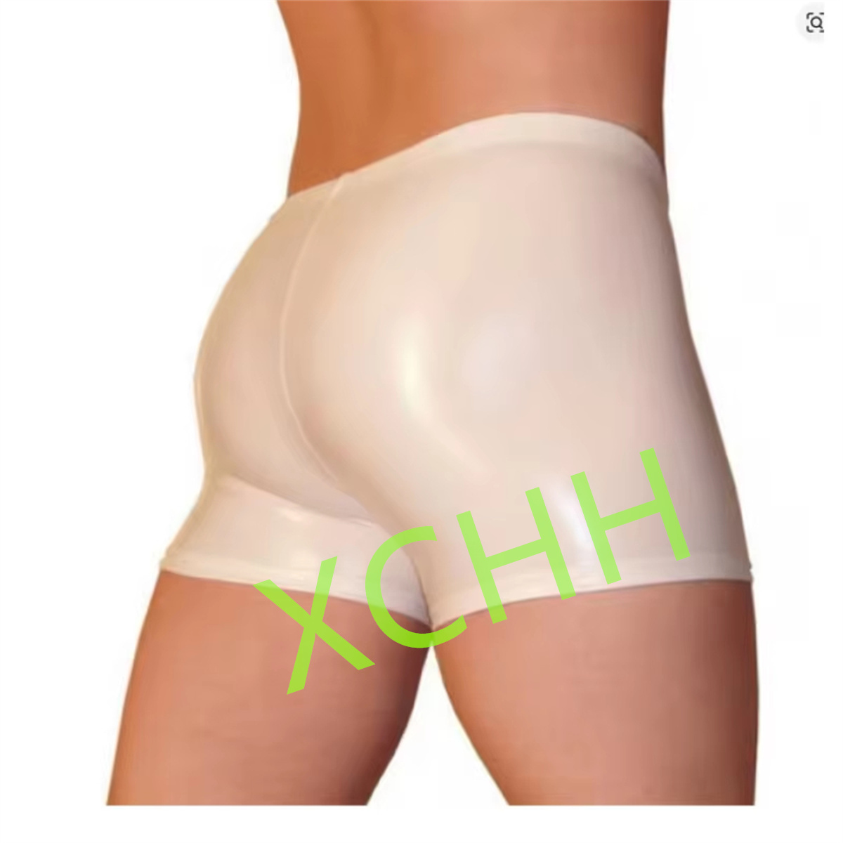 Boyshort Underwear - กางเกงขาสั้นผู้ชายทำจากยางลาเท็กซ์ กางเกงชั้นในสีขาว กางเกงบ็อกเซอร์ผู้ชายทำมือ ชุดคอสเพลย์สั่งตัดพิเศษ