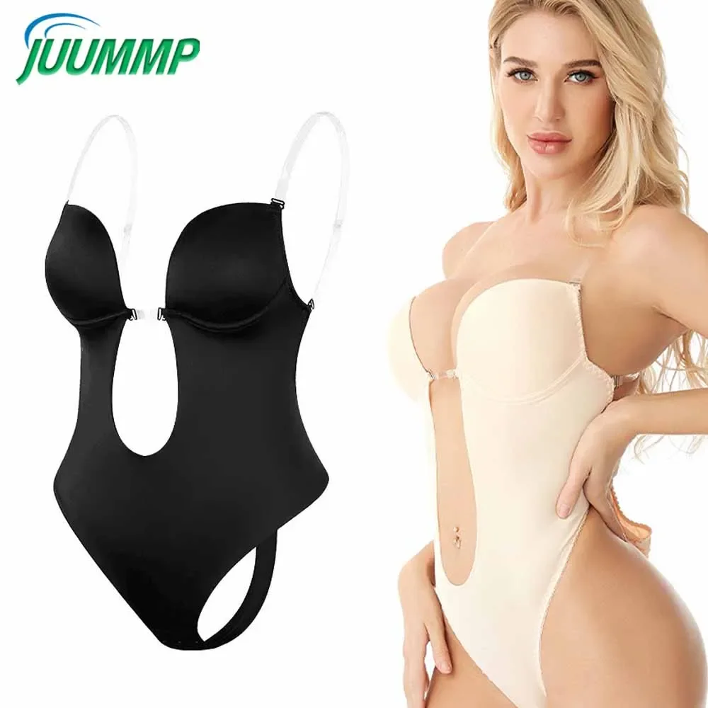 Shapewear Bodysuit Firm - บอดี้สูทเกาะอกสำหรับผู้หญิง1ชิ้น, ชุดกระชับสัดส่วนคอวีเว้าลึกกระชับสัดส่วนไร้รอยต่อสำหรับงานแต่งงาน
