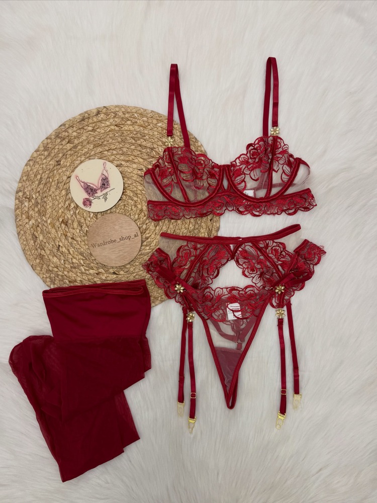 ชุดชั้นในลูกไม้สีเบอร์กันดีสำห - Garter Belt Set บทวิจารณ์และราคา