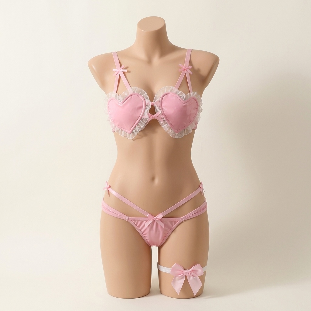 ชุดชั้นในลูกไม้ลายหัวใจสีชมพูส - Thong Bikini Women บทวิจารณ์และราคา