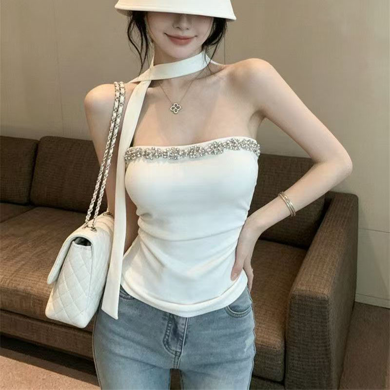 เสื้อครอปเกาะอกประดับเพชรสำหรั - Strapless Bra Backless บทวิจารณ์และราคา